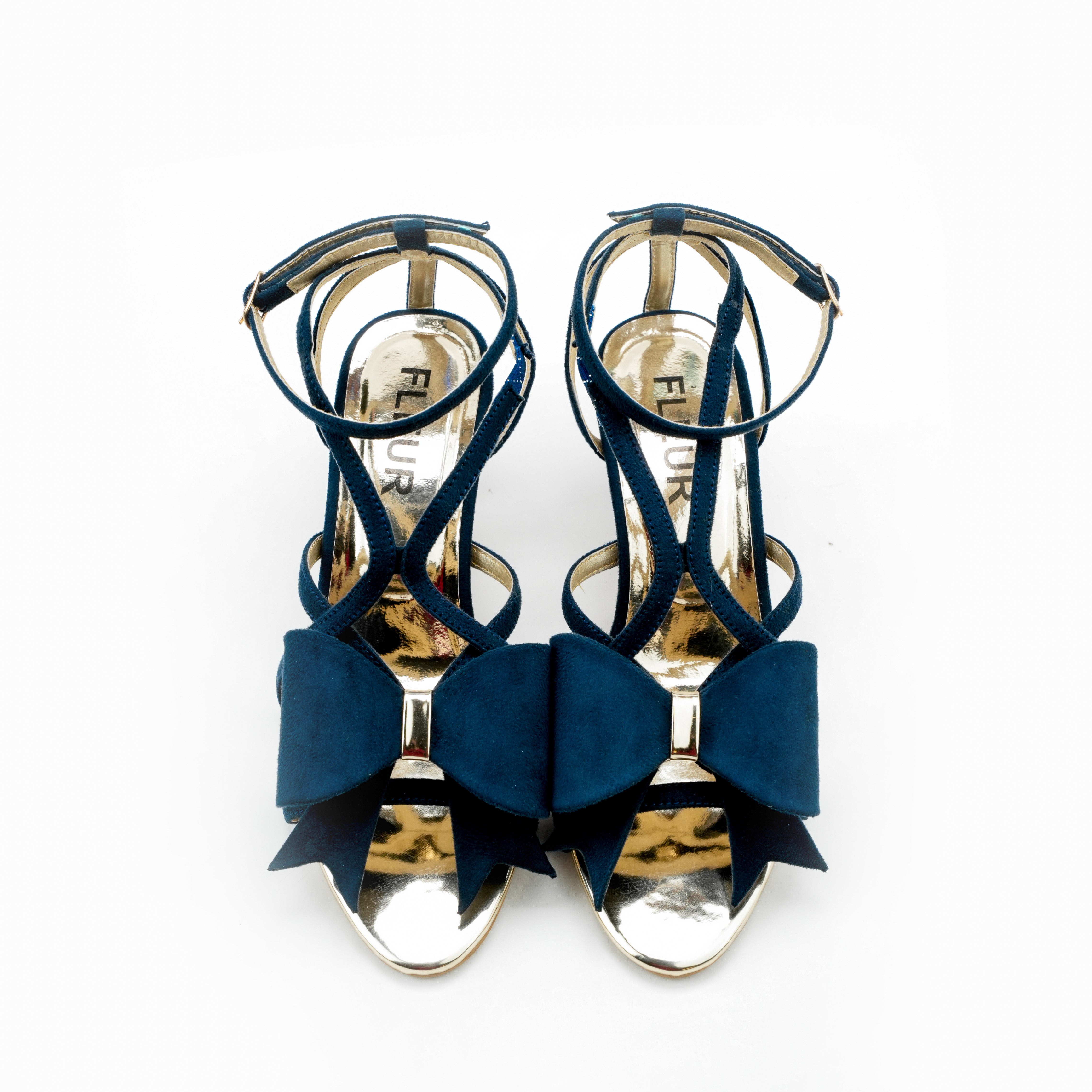 Navy Luxe Bow Heel - Golden/Navy