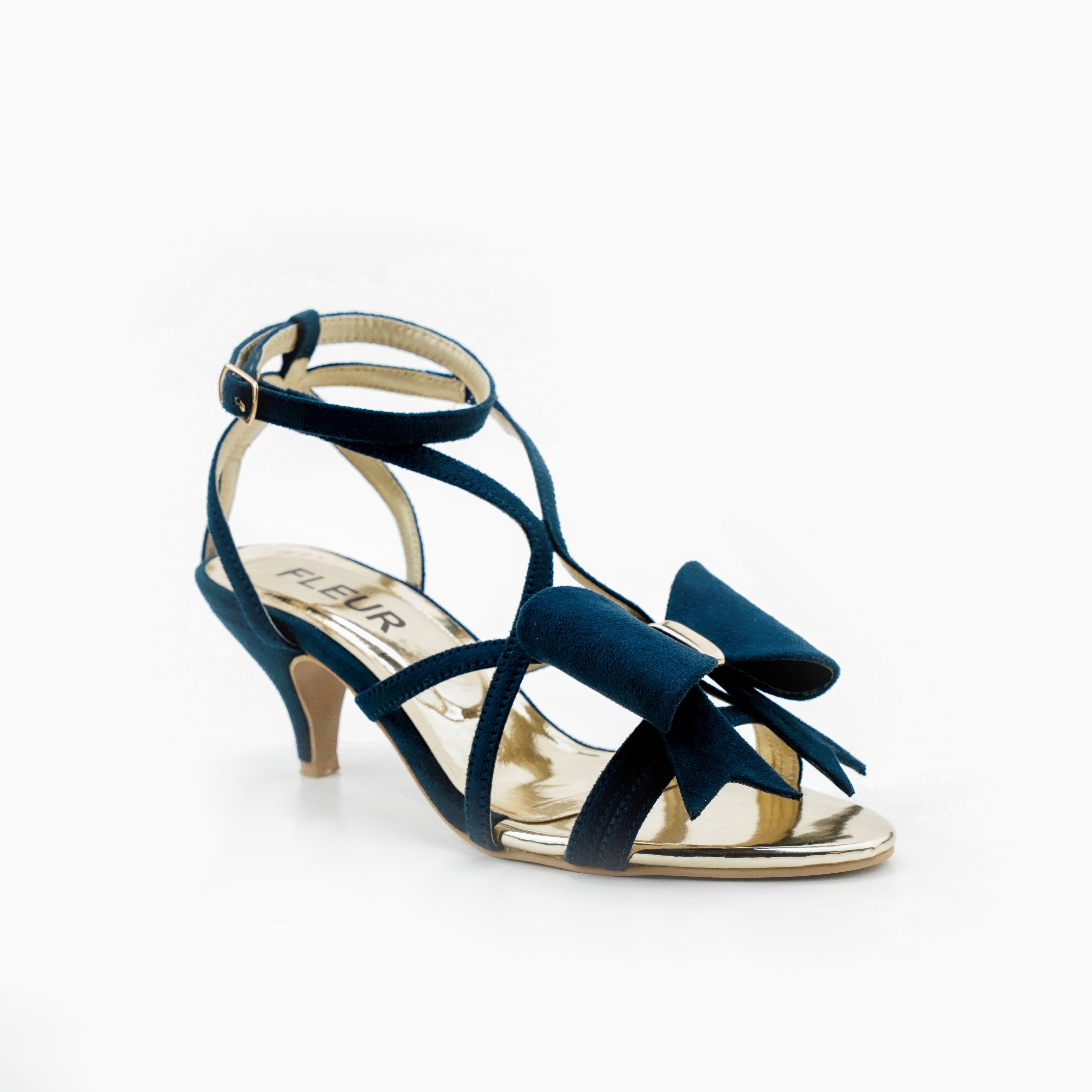 Navy Luxe Bow Heel - Golden/Navy