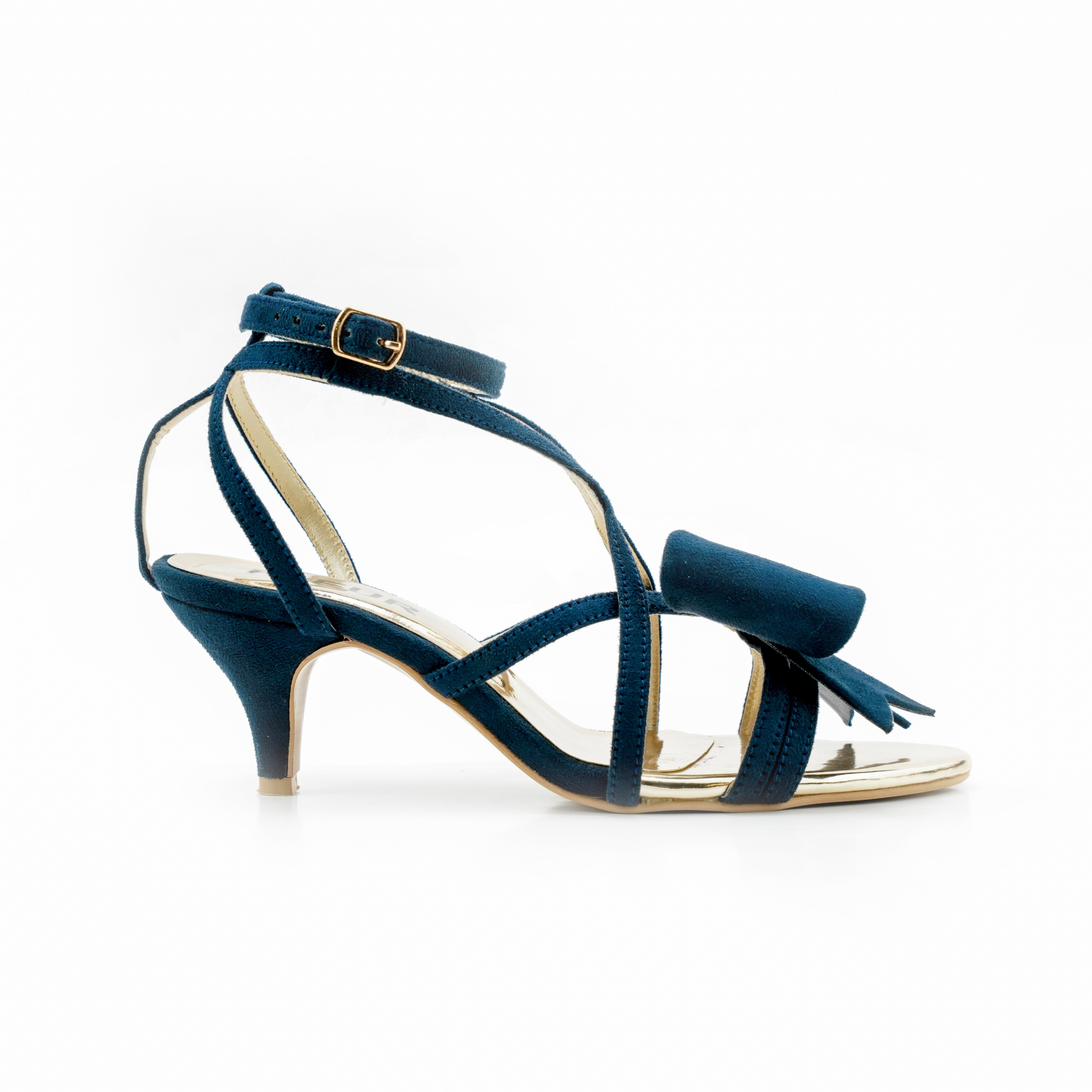 Navy Luxe Bow Heel - Golden/Navy