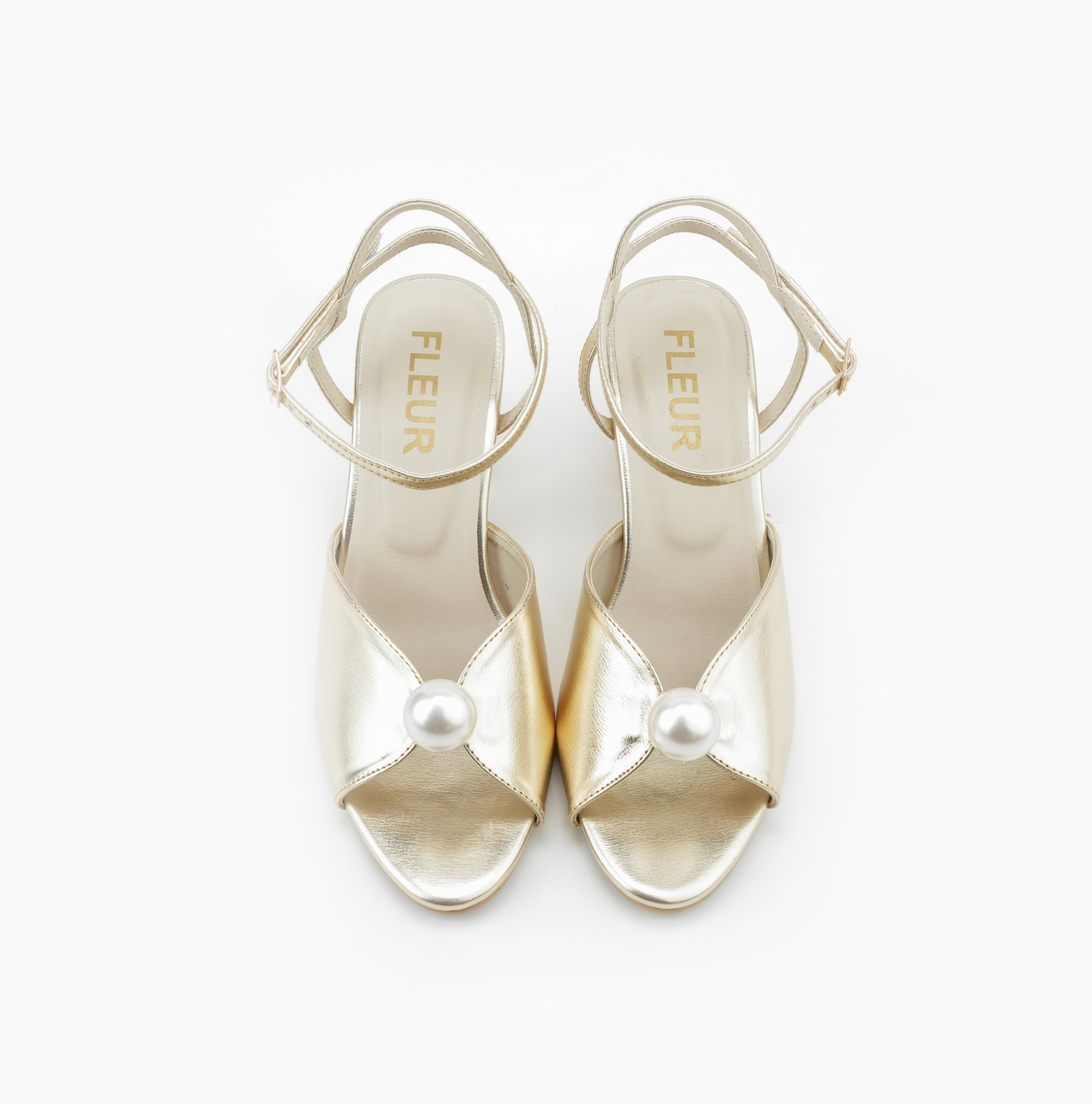 Pearl Glow Block Heel - Golden