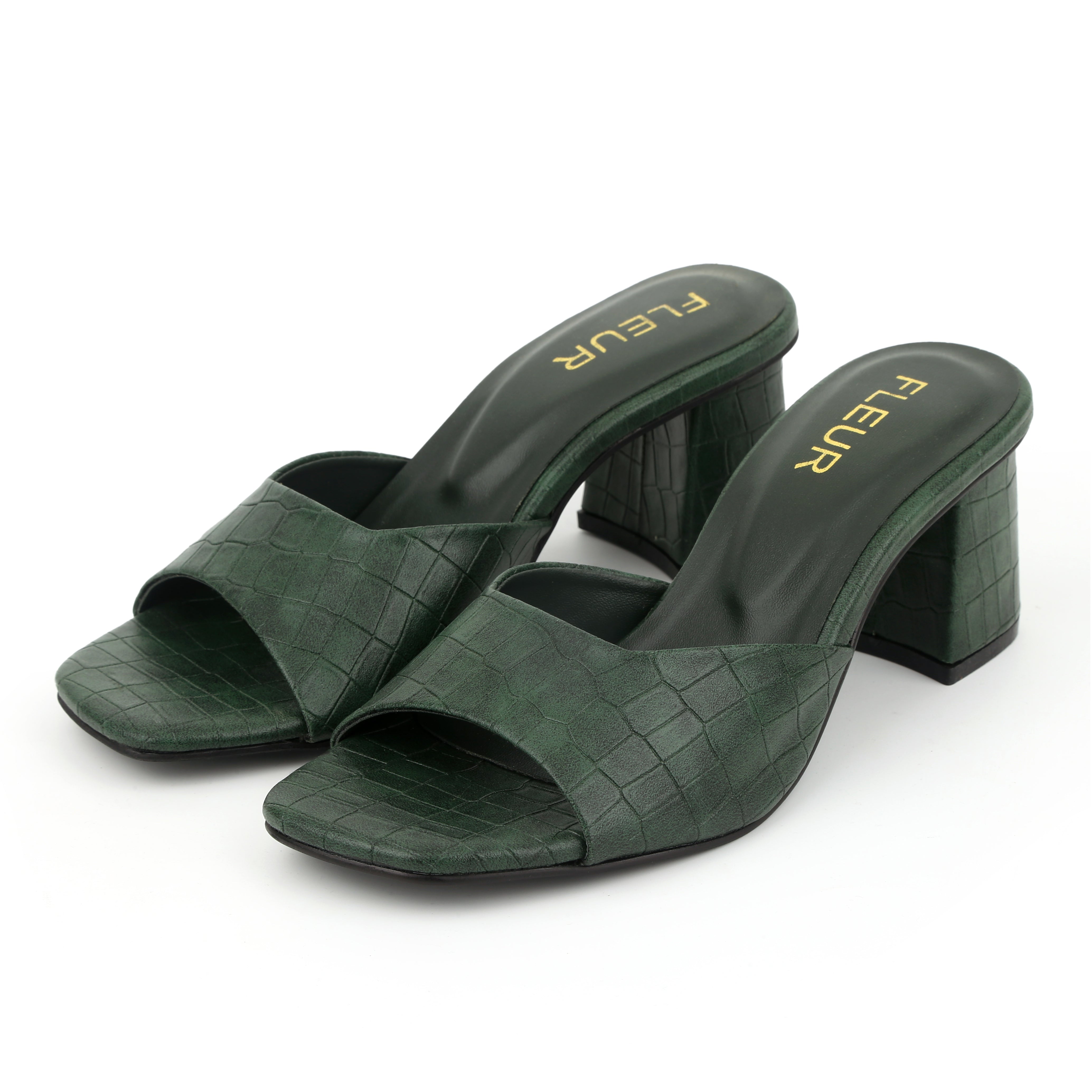 Crocodile block heels - Green